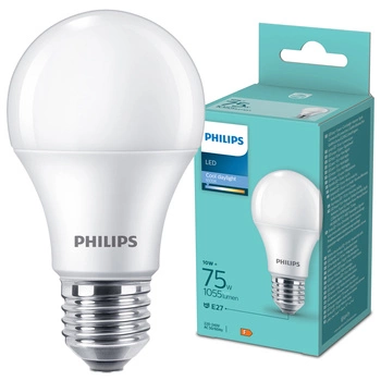 LED Lampen E27 A60 10W = 75W 1055lm 6500K Kalte Milch PHILIPS