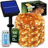 Solar Gartenlichterkette 100x LED Dekodraht 12m 2700K Warmweiß + FERNBEDIENUNG FILO LUMILED