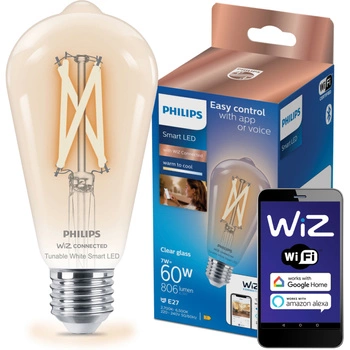 LED-Lampe E27 ST64 7W = 60W 2700-6500K FILAMENT SMART WiFi Philips WiZ