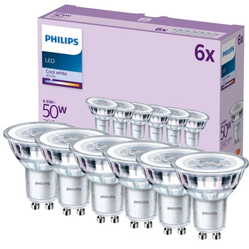 Set mit 6x LED-Halogenlampen GU10 PAR16 4,6W = 50W 390lm 4000K Neutral 36° PHILIPS