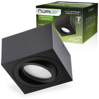 Halogen-Aufbauleuchte GU10, Aufbauspot 50mm beweglich Quadrat Tube Schwarz AMAT-S LUMILED