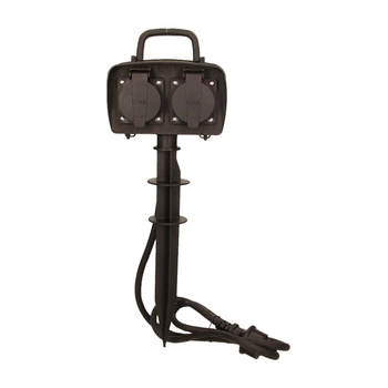 Gartensteckdose 2x2P+Z Doppel mit Klappe mit Erdungsklappe mit Erdungsstecker IP44 Kabel 1,5m ORNO