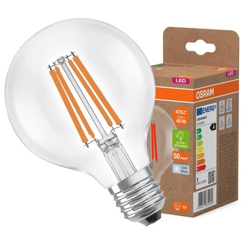 LED-Glühbirne G80 Sphere E27 2.2W = 40W 470lm 4000K Neutral 330° Filament CLASSIC ENERGY EFFICIENCY Osram