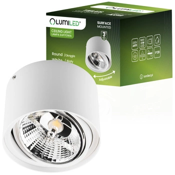 Aufputz HALOGEN SPOT TUBA Beweglich GU10 AR111 Rund Weiß 100mm TELES LUMILED