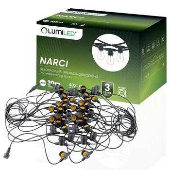 Garten Girlande Outdoor-Lichterkette 20m 40xE27 NARCI Lumiled