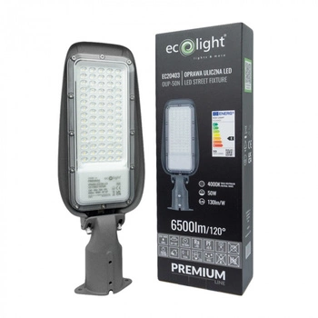 LED-Straßenlampe 50W 6500lm 4000K Neutral IP65 130lm/W PREMIUM Ecolight