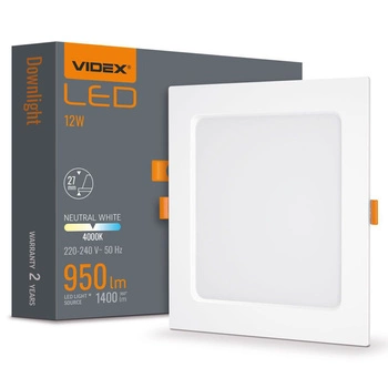 LED-Paneel Einbauleuchte 12W 1400lm 4000K Neutralweiß Videx