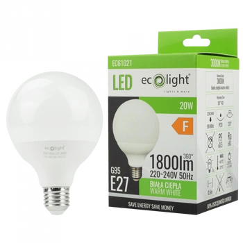 LED-Lampe Sphere G95 E27 20W 1800lm 3000K Warm Ecolight