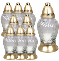 9xGlaskerze mit Einsatz 28h ganzjährig für Grab 24,5cm