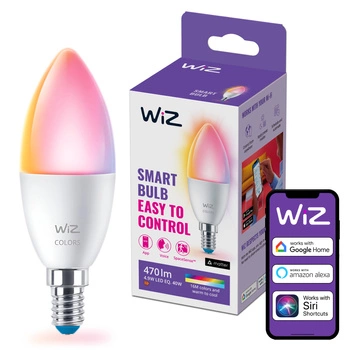 LED-Lampe E14 C37 4.9W = 40W 2200-6500K + RGB SMART WiFi WiZ