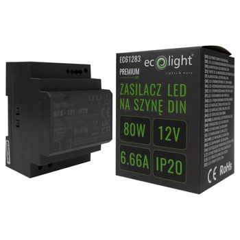 DIN-Schienen-Netzteil für LED-Streifen 80W 12V 6,66A IP20 PREMIUM Ecolight