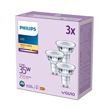 Set mit 3x LED-Halogenlampen GU10 PAR16 3,5W = 35W 255lm 2700K Warm 36° PHILIPS