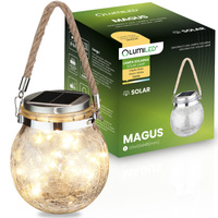 Solar Gartenlampe LED MAGUS 3000K Laterne Batterie Glas LUMILED