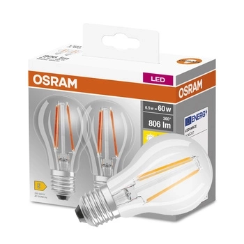 LED Lampen 2x E27 A60 6.5W = 60W 806lm 2700K Warm 300° Glühfaden OSRAM