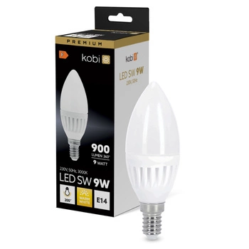 LED-Lampe E14 Kerze 9W 900lm 3000K Warm 200° Premium Kobi