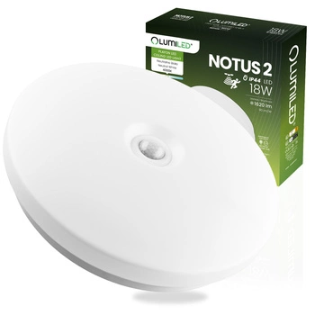 LED Plafond Aufputz 18W NOTUS 2 Rund Bewegungsmelder IP44 33 cm LUMILED