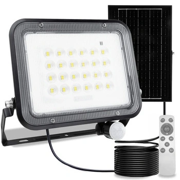 Solar LED Halogenstrahler 100W Gartenlampe 4000K IP65 PIR Bewegungsmelder + Fernbedienung FULGOR LUMILED