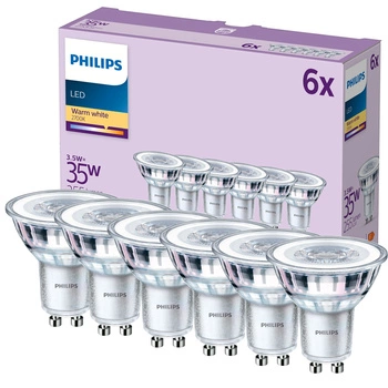 Set mit 6x LED-Halogenlampen GU10 PAR16 3,5W = 35W 255lm 2700K Warm 36° PHILIPS
