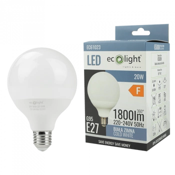 LED-Lampe Sphere G95 E27 20W 1800lm 6500K Cold Ecolight