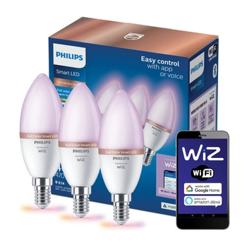 3x LED-Lampe E14 C37 4.9W = 40W 2200-6500K + RGB SMART WiFi Philips WiZ