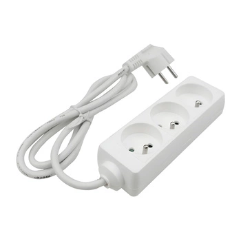 Netzverlängerungskabel Stecker - 3x geerdete Steckdose Steckdosenleiste 1,5m 3x1mm 13A Weiß
