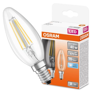 2x LED-Lampe B35 Kerze E14 4W = 40W 470lm 4000K Neutral 300° Retrofit Glühfaden CLASSIC Osram