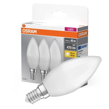 3x LED Lampen E14 B37 4.9W = 40W 470lm 2700K Warm 200° OSRAM