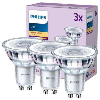 Set mit 3x LED-Halogenlampen GU10 PAR16 4,6W = 50W 355lm 2700K Warm 36° PHILIPS