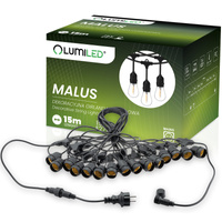 LED Außen-Lichterkette 15x E27, Garten Lichterkette 15m MALUS LUMILED