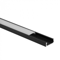 Aluminium LED-Oberflächenprofil Schwarz 2m mit mattiertem Diffusor für LED-Streifen + Kappen Ecolight N-Serie