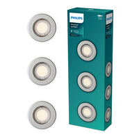 3x LED GU10 Unterputzmontage Aluminium Rund Nickel Peridot Philips