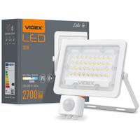 LED Fluter 30W 2700lm 5000K IP65 Weiß mit Bewegungs- und Dämmerungssensor VIDEX LUCA