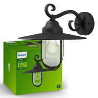 Gartenleuchte LED Wandleuchte PASTURE myGarden E27 IP44 Downward Lantern Schwarz PHILIPS