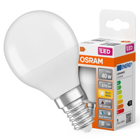 LED-Lampe P45 Ball E14 4.9W = 40W 470lm 2700K Warm CRI>97 180° CLASSIC Osram
