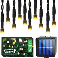 SOLARGIRLANDE 21,9m Garten DEKORATIV 200x LED 3000K warmer GLANZ GOLDLUX (Polux)