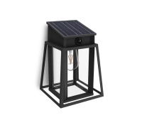 Garten-Wandleuchte Solar LED-Fassadenleuchte 3.2W 470lm 2700K IP44 mit Bewegungs- und Dämmerungssensor Schwarz Lysin Ultra Efficient Philips