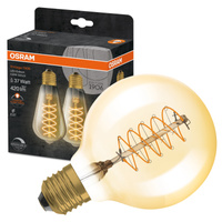 2x Dekorative LED-Glühbirne G80 Sphere E27 4.8W = 37W 420lm 2200K Warm 320° Filament Dimmbar Vintage 1906 Osram