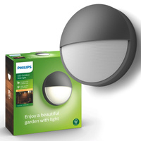 Gartenlampe LED Wandleuchte CAPRICORN 6W 2700K IP44 Rund Anthrazit PHILIPS