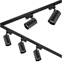 3m Stromschiene + 5x Schienenstrahler GU10 Schwarz SAGI + L-Verbinder LUMILED