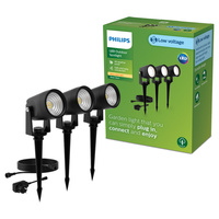 3x LED Reflektor Gartenlampe 1.5W 180lm 2700K Schwarz Reuel Ultra Effizient Philips