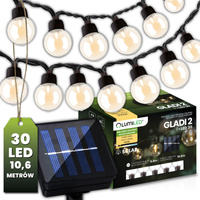 30x LED Solar Lichterkette, Außen Garten Lichterkette 10.6m 3000K warm GLAD 2 LUMILED