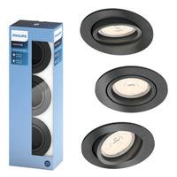 Steckbare Halogenleuchte DONEGAL 3x GU10 Rund Beweglich Grau PHILIPS