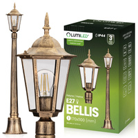 Gartenleuchte E27, Niedriger Pfosten Laterne 1m Patina BELLIS LUMILED