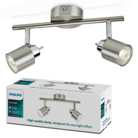 MERANTI Deckenleuchte 2x GU10 Wandmontage Reflektor beweglich Satin PHILIPS