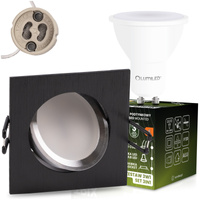 TRIX 3in1 GU10 6W 3000K Schwarz LUMILED quadratische bewegliche Halogen-Einbauleuchte