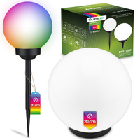 LED ATRIS Solar Gartenlampe angetrieben oberirdisch weißer Ball 20cm RGB LUMILED