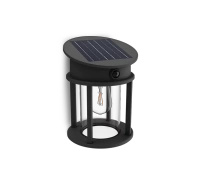 Garten-Wandleuchte Solar LED-Fassadenleuchte 3.2W 470lm 2700K IP44 mit Bewegungs- und Dämmerungssensor Schwarz Geri Ultra Efficient Philips