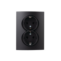 Komplett 16A Schuko Schwarz Matt Doppelsteckdose LOGI KANLUX