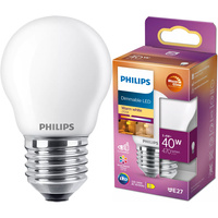 LED-Kugellampe E27 P45 3,4W = 40W 470lm 2700 warmes Filament milchig PHILIPS dimmbar