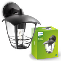 Gartenleuchte LED Wandleuchte CREEK myGarden E27 IP44 Laterne für Daunen Schwarz PHILIPS